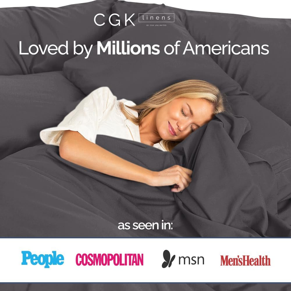 400 Thread Count Cotton Sheet Set - King Size 100% Cotton Sheets - Easily Fits 8" to 16" Mattress - Silky-Soft, Wrinkle Free, Breathable & Comfy - Deep Pockets & Hotel Quality Bedding Set - Dark Grey