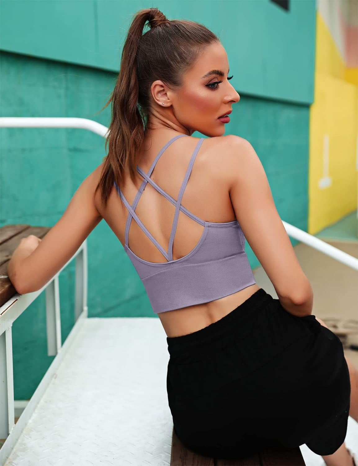 3 Pack Strappy Sports Bra for Women Sexy Crisscross for Yoga Running Athletic Gym Workout Fitness Tank Tops