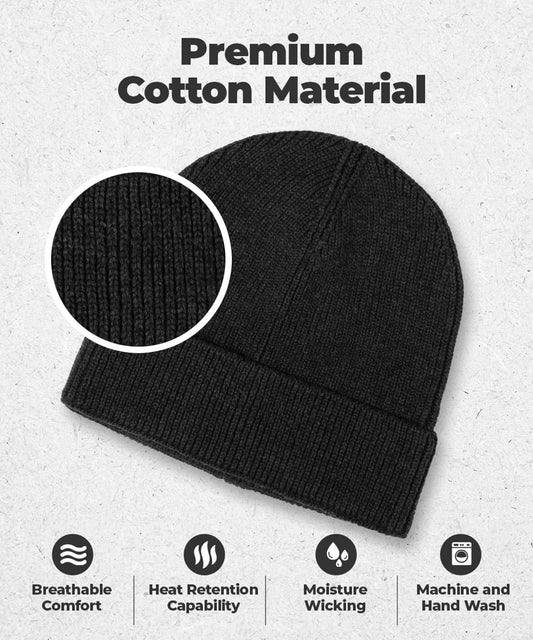 100% Cotton Beanie Hat - Modern & Stylish - Warm & Comfortable for Daily Wear