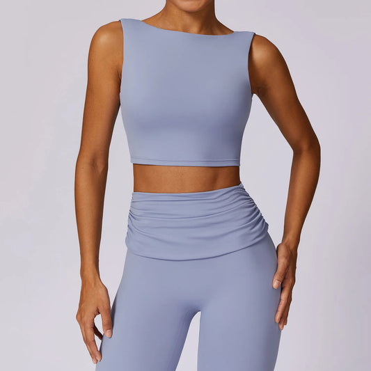 Running Sports Bra Women High Support Open Back Yoga Breathable Slim Fit Fitness Pilates Tank Top with Removable Pads