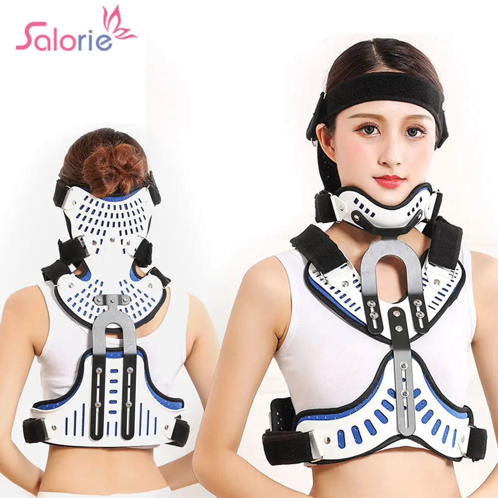 Medical Cervical Thoracic Orthosis Head Neck Chest Fixed Brace Traction Support Brace Spine Stretching Adjuatable Corrector