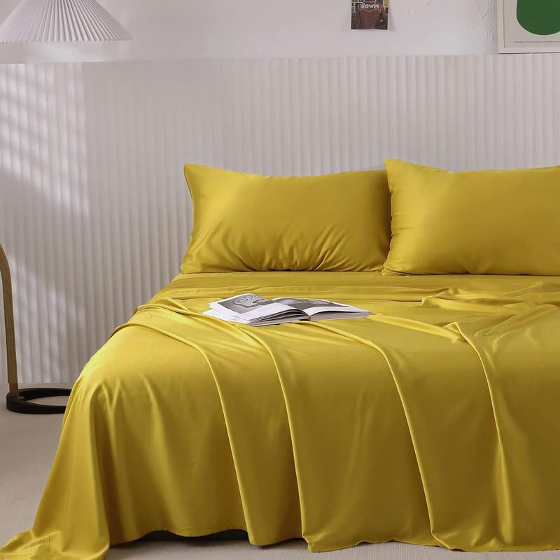 Bed Sheets Set Queen Size (4Pc), Rayon Derived from Bamboo, Cooling Sheets with Fitted Deep Pockets, Hotel Luxury Bedding Sheets & Pillowcases, Christmas, New Year Gift