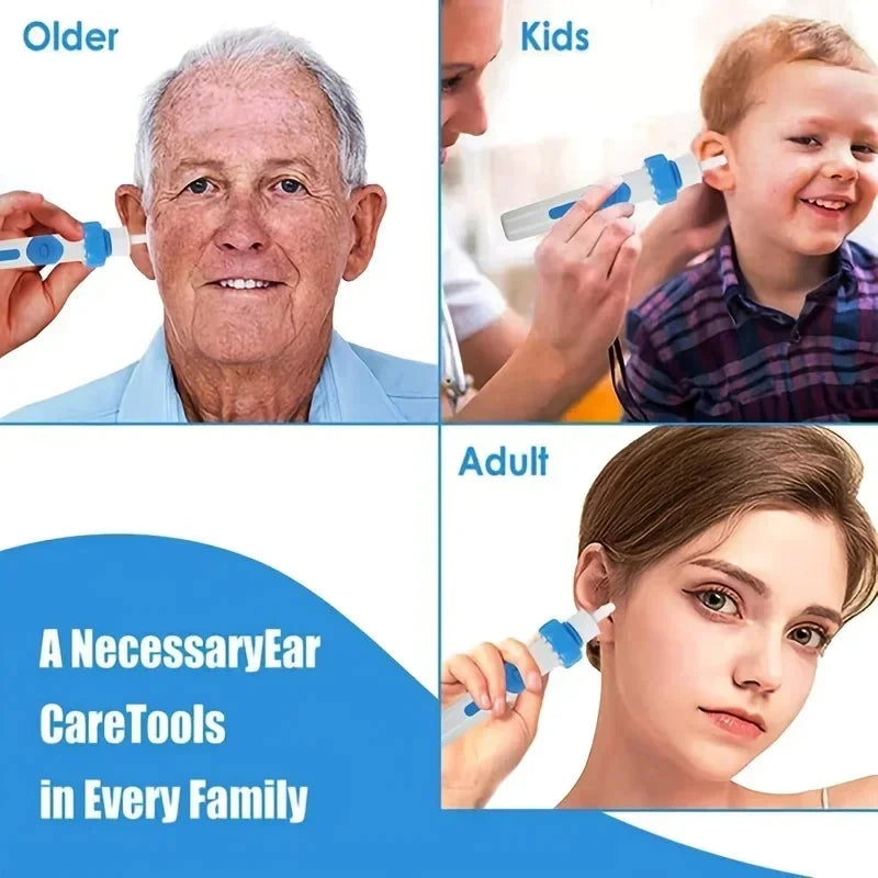 JUSTLANG Electric Ear Pick Cleaning Painless Ear Extraction-Ear Wax Remover Cordless Safe Vibration Suction Spoon Adults Child
