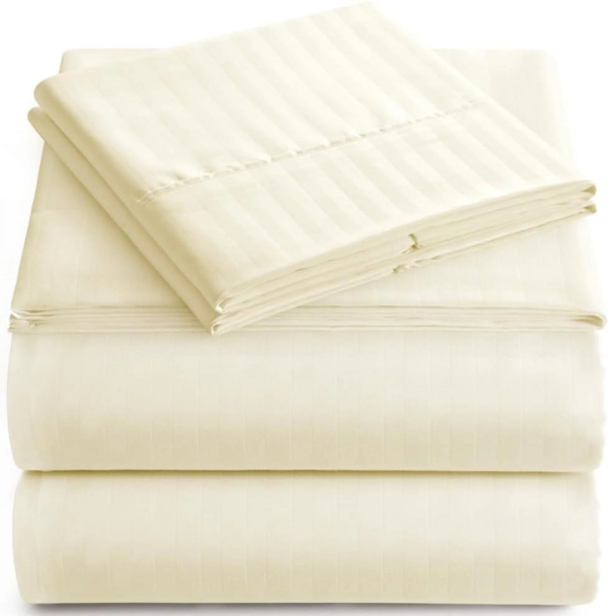 Bedding Set with Flat Sheet, Fitted Bed Sheet & Pillowcases,Queen Light Beige