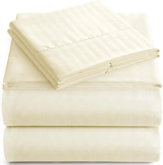 Bedding Set with Flat Sheet, Fitted Bed Sheet & Pillowcases,Queen Light Beige