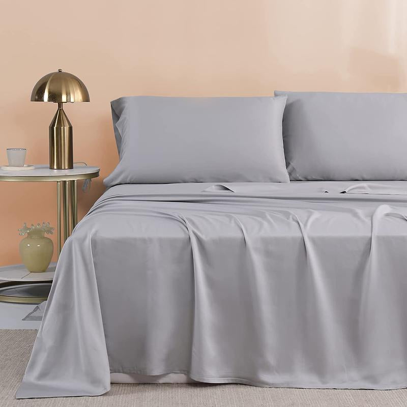Bed Sheets Set Queen Size (4Pc), Rayon Derived from Bamboo, Cooling Sheets with Fitted Deep Pockets, Hotel Luxury Bedding Sheets & Pillowcases, Christmas, New Year Gift