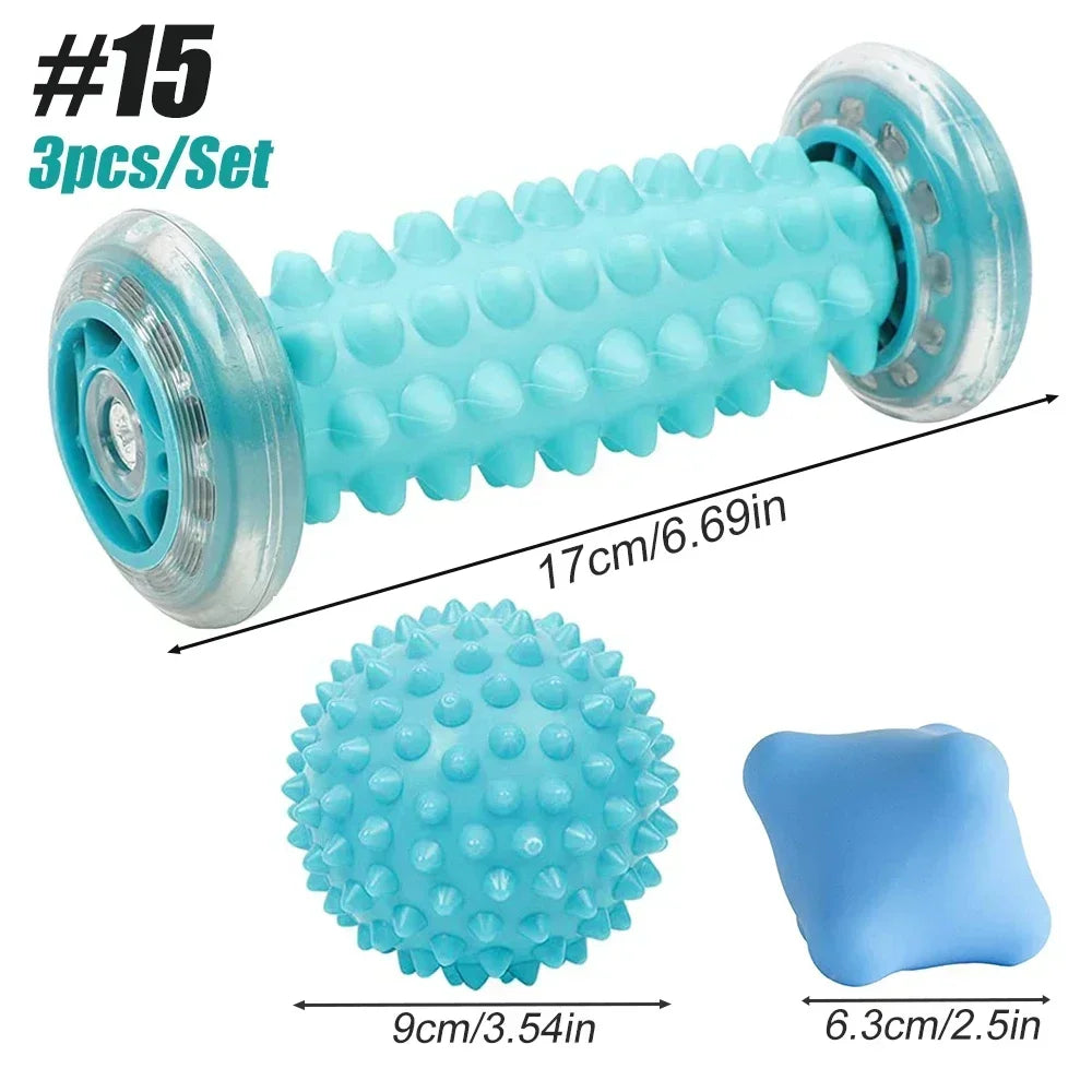 Massage Ball & Foot Roller, Spiky Ball, Lacrosse Ball Massage Roller, Relieve Plantar Fasciitis, Deep & Superficial Muscle Pain