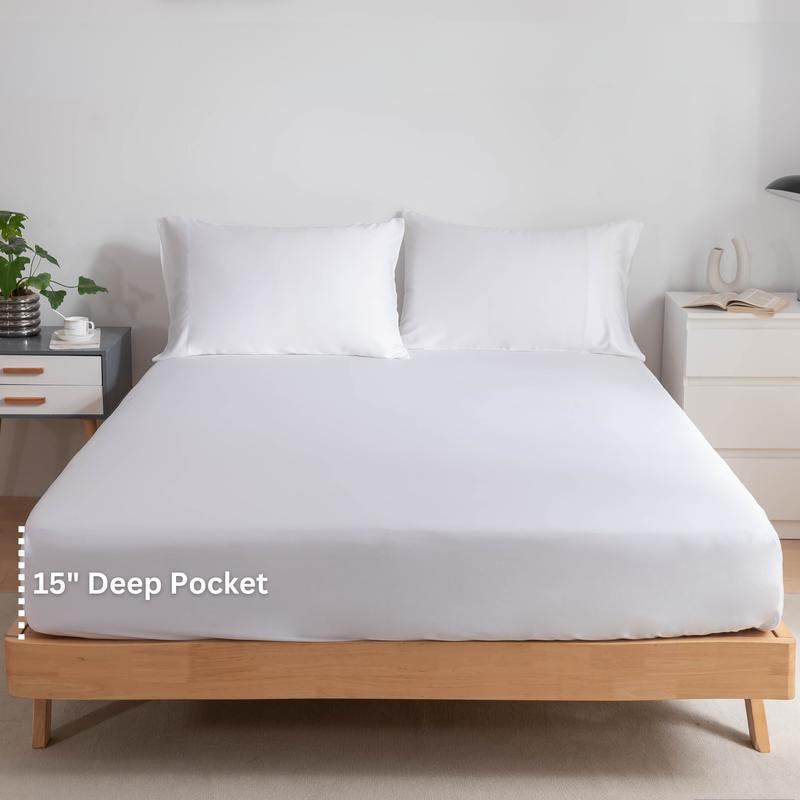 Sweet Zzz Bamboo Viscose Sheets - Organically Grown Bamboo Viscose Bed Sheet Set – Durable, Soft, Cooling Sheets – 15-Inch Deep Pockets - No Blend Bamboo Sheet Set