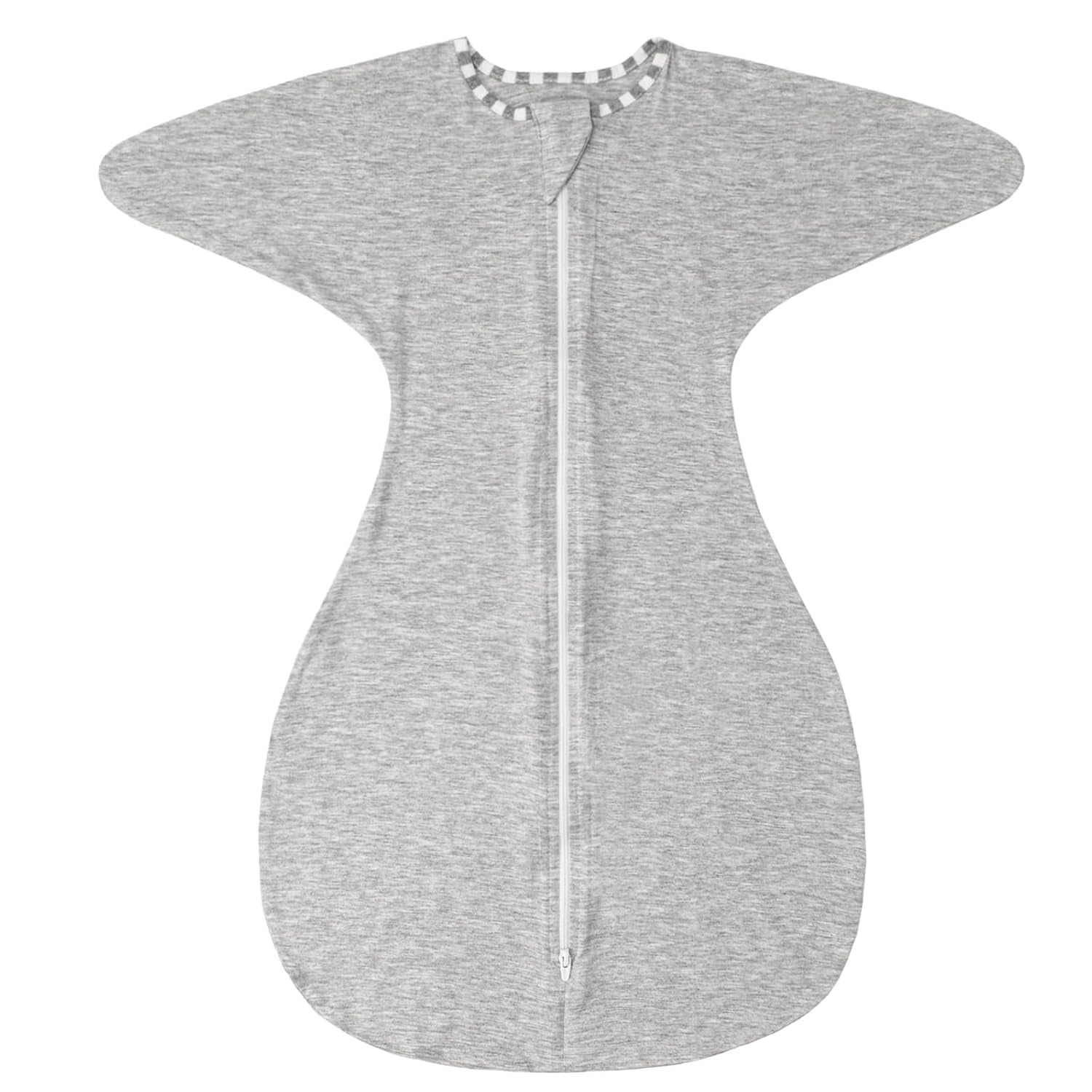 Shark-Fin Transition Swaddle - 0.5 Tog Rayon Made from Bamboo Sleep Sack Transitional Swaddle Sack Baby Wearable Blanket with 2-Way Zipper, Hemp Grey, 3-6 Months