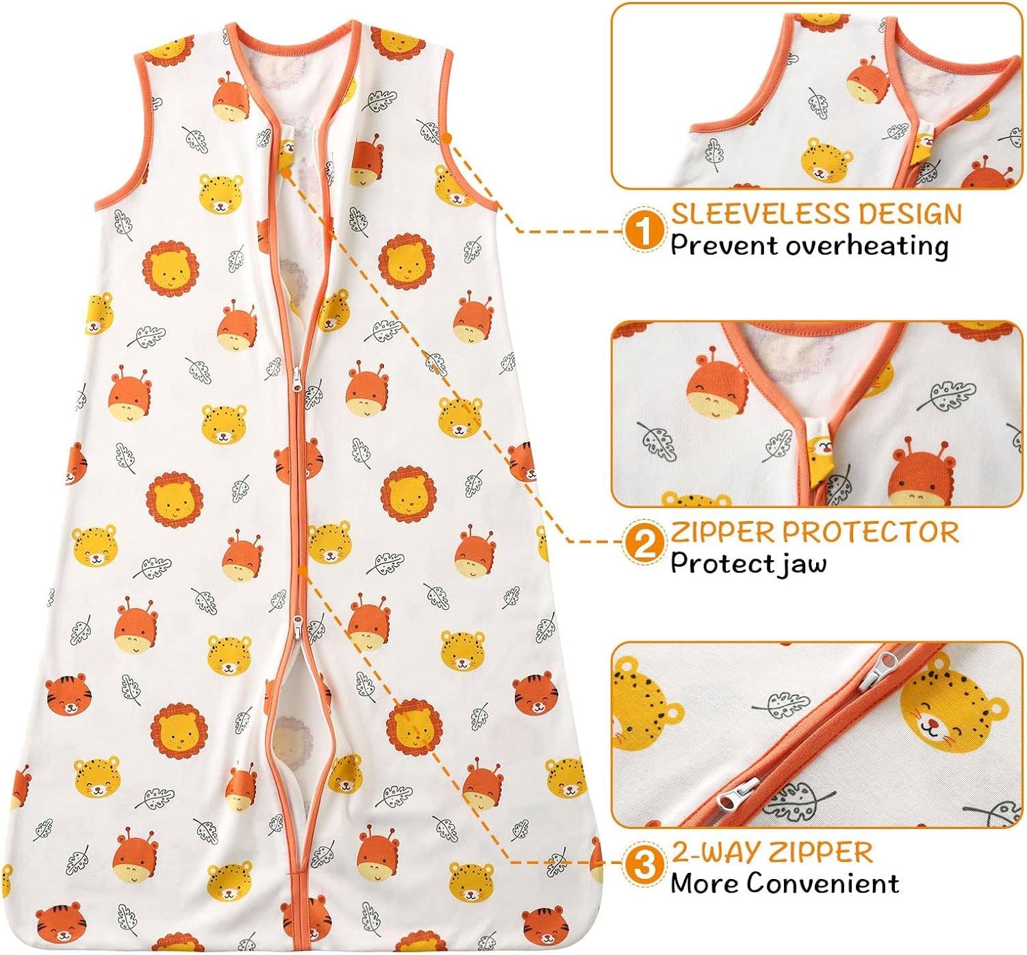 2 Pack Baby Sleep Sack, Unisex Sleeveless Cotton Baby Wearable Blanket with 2 Way Zipper, All Season Soft Baby Sleep Bag Suit for Baby Toddler