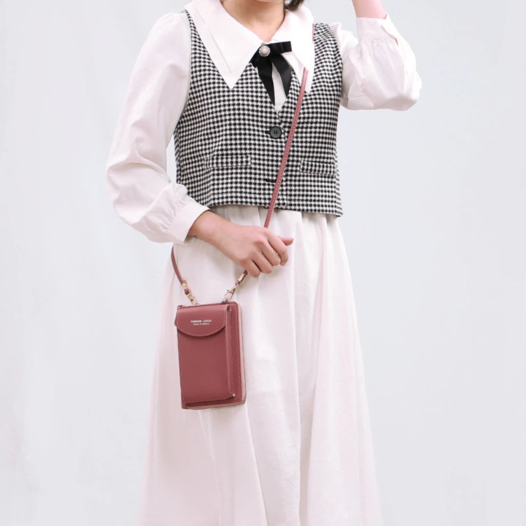 Women'S Wallet Shoulder Mini Leather Bags Straps Mobile Phone Big Card Holders Wallet Handbag Money Pockets Girls Small Bags Sac