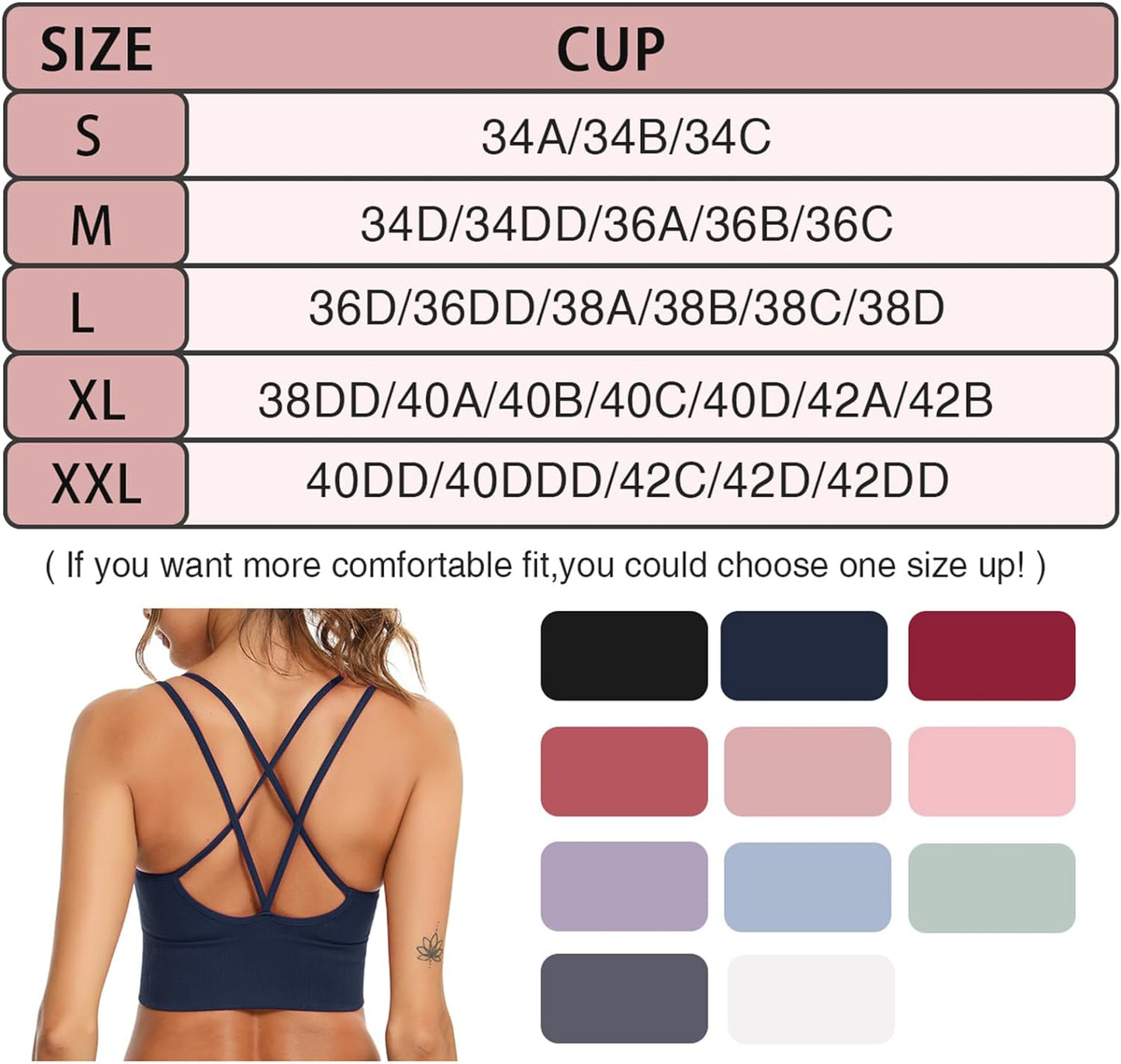 3 Pack Strappy Sports Bra for Women Sexy Crisscross for Yoga Running Athletic Gym Workout Fitness Tank Tops