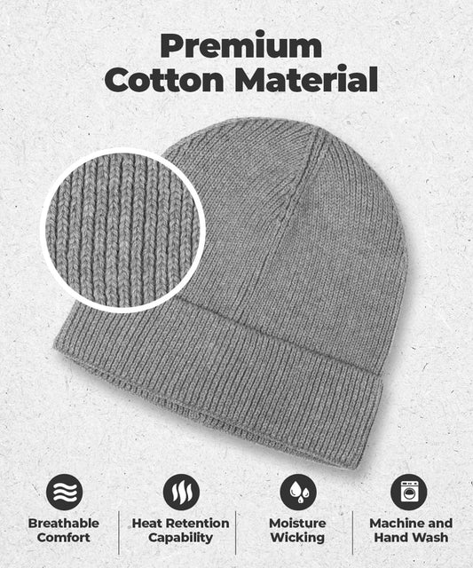 100% Cotton Beanie Hat - Modern & Stylish - Warm & Comfortable for Daily Wear