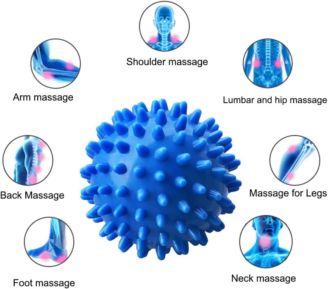 Professional Massage Balls Foot Ball Foot Massager Spiky Roller for Deep Tissue Trigger Point Plantar Fasciitis Reflexology Stress Therapy Myofascial Release, Blue(2 Pack)