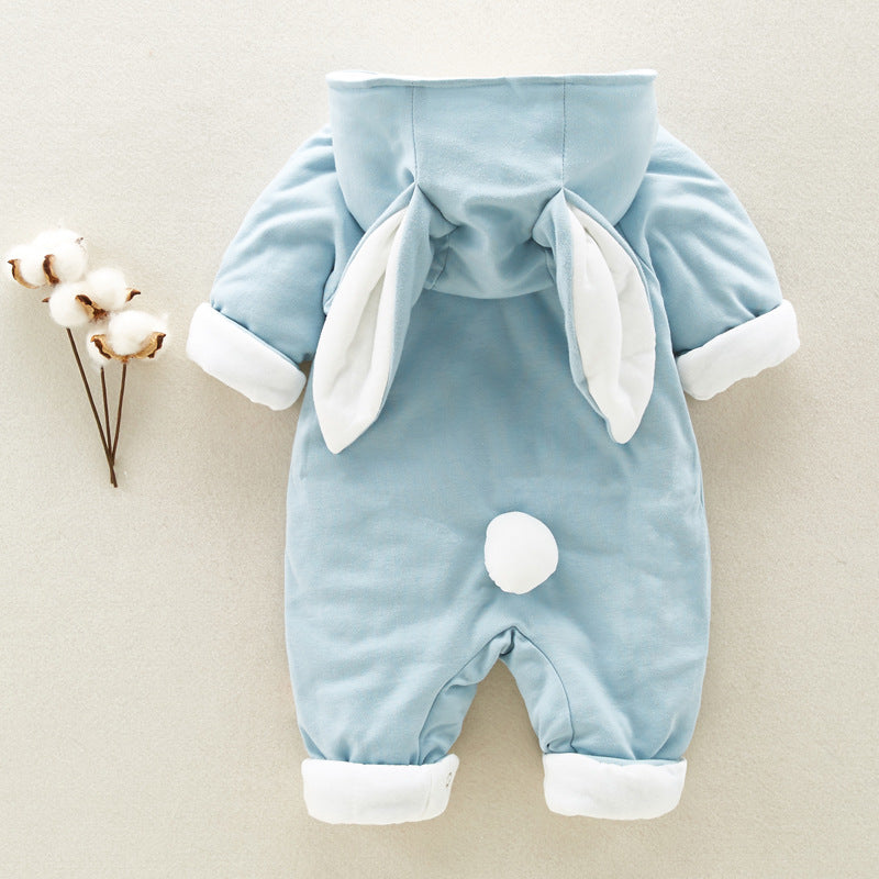 The New Cotton Padded Cotton Baby Romper Thickened Chinchilla Hooded Cotton Baby Onesies Newborn Go Climbing Clothes