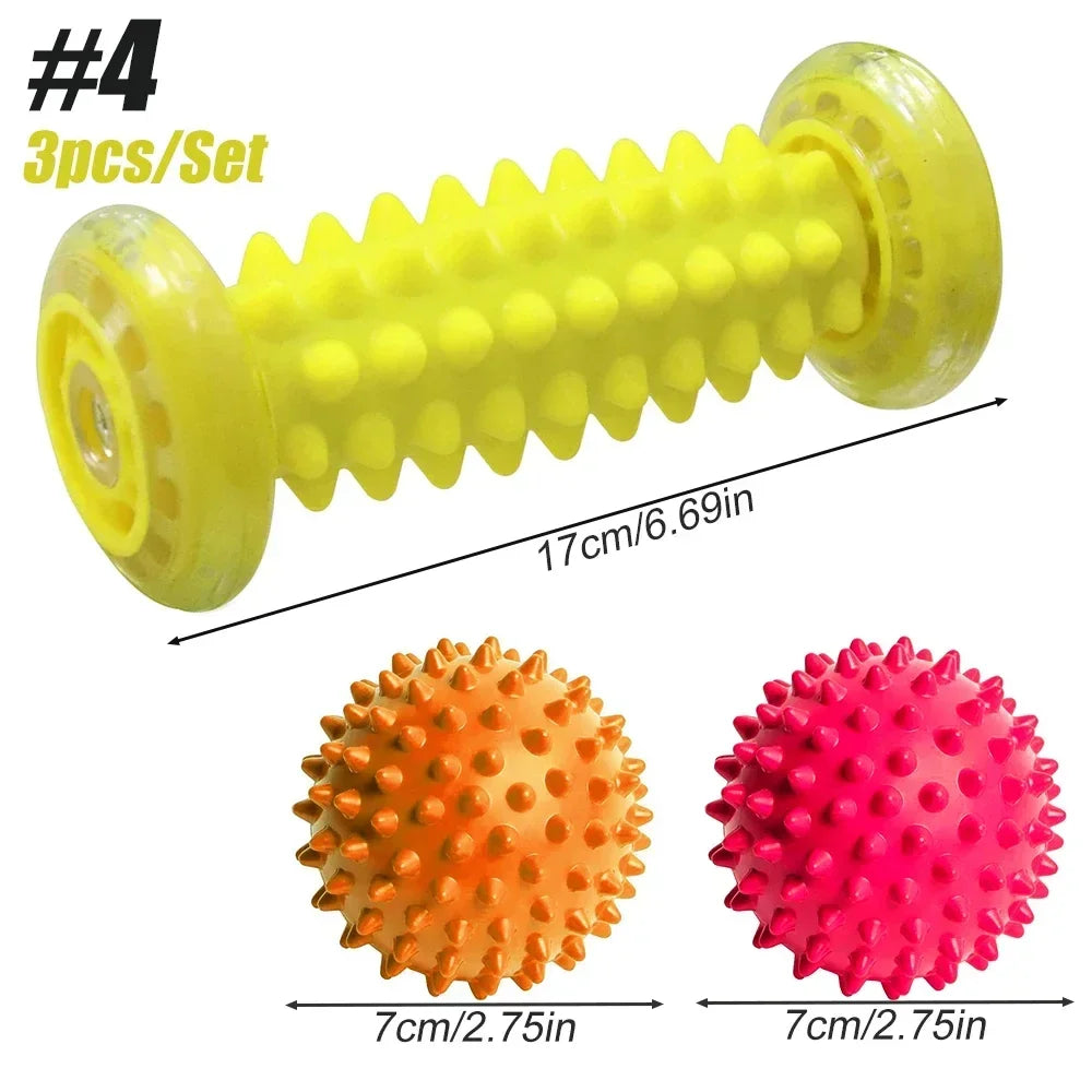 Massage Ball & Foot Roller, Spiky Ball, Lacrosse Ball Massage Roller, Relieve Plantar Fasciitis, Deep & Superficial Muscle Pain