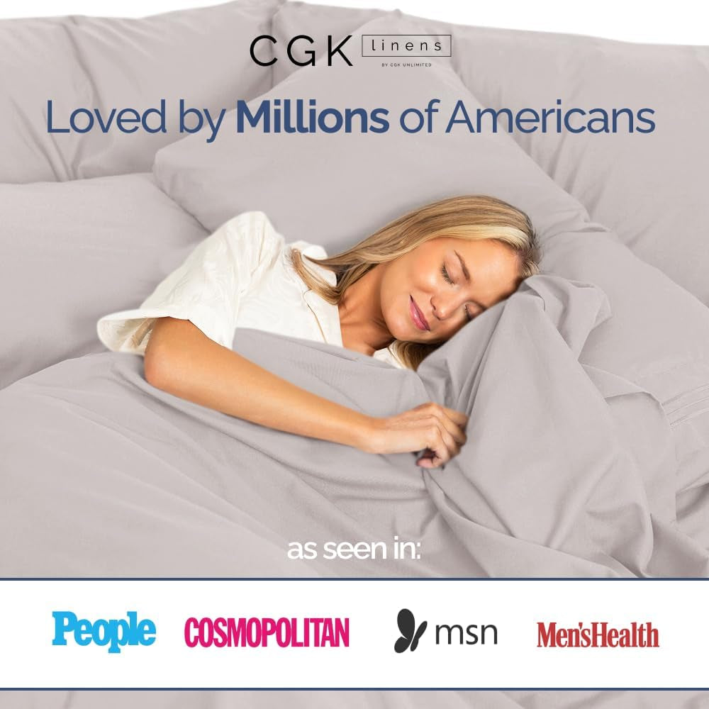 400 Thread Count Cotton Sheet Set - King Size 100% Cotton Sheets - Easily Fits 8" to 16" Mattress - Silky-Soft, Wrinkle Free, Breathable & Comfy - Deep Pockets & Hotel Quality Bedding Set - Light Grey