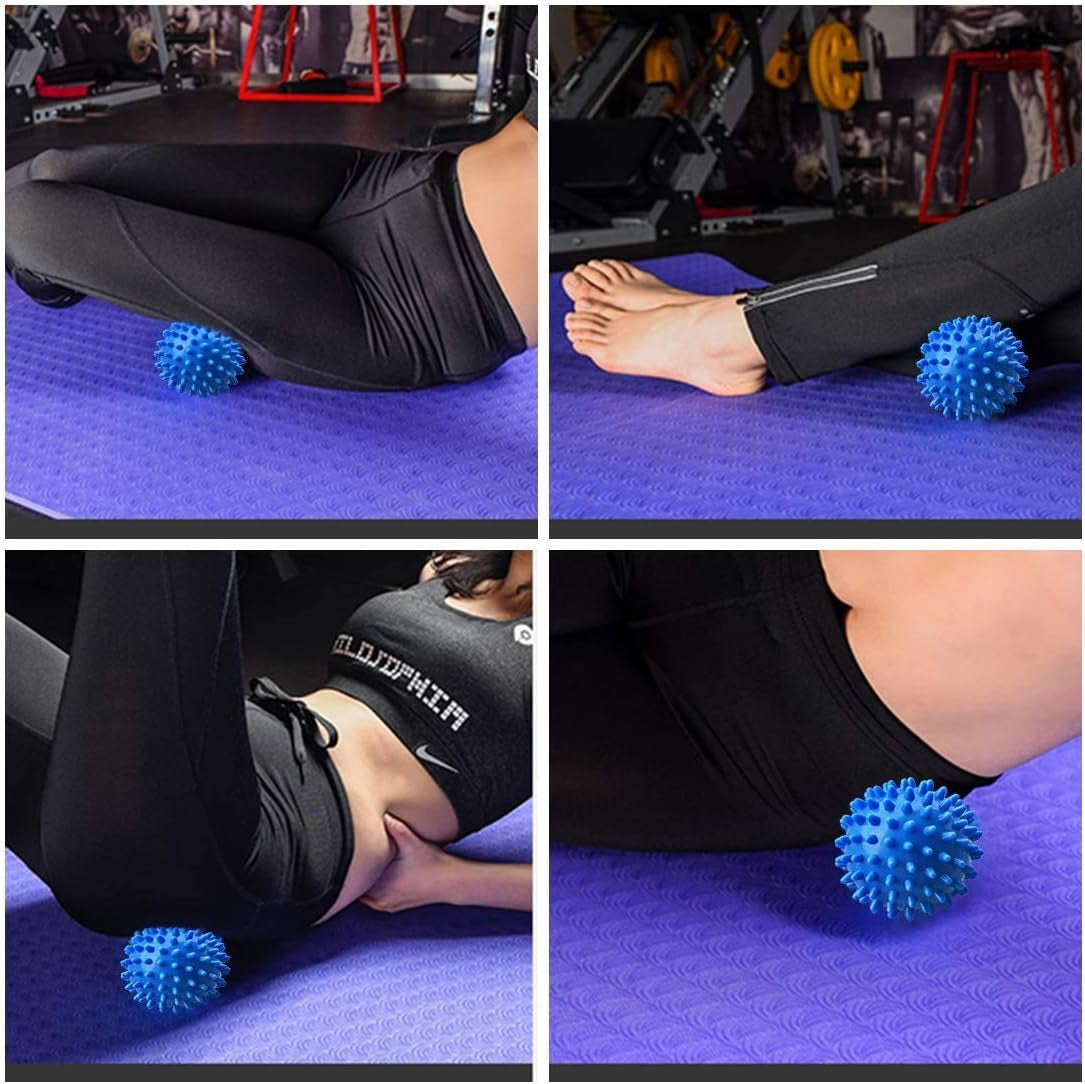 Professional Massage Balls Foot Ball Foot Massager Spiky Roller for Deep Tissue Trigger Point Plantar Fasciitis Reflexology Stress Therapy Myofascial Release, Blue(2 Pack)
