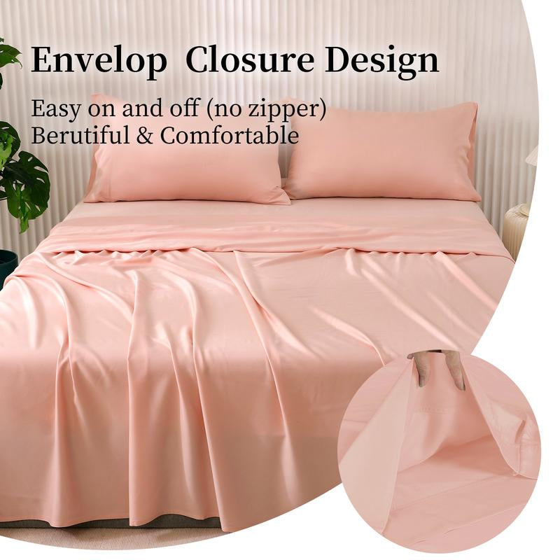 Bed Sheets Set Queen Size (4Pc), Rayon Derived from Bamboo, Cooling Sheets with Fitted Deep Pockets, Hotel Luxury Bedding Sheets & Pillowcases, Christmas, New Year Gift