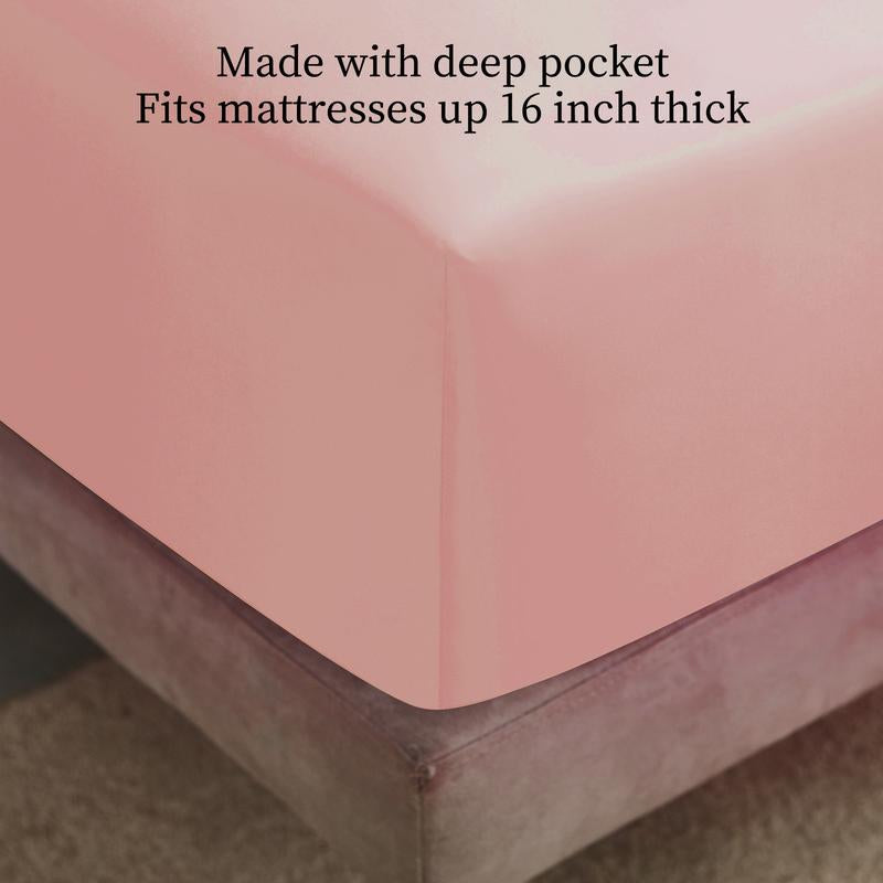 Bed Sheets Set Queen Size (4Pc), Rayon Derived from Bamboo, Cooling Sheets with Fitted Deep Pockets, Hotel Luxury Bedding Sheets & Pillowcases, Christmas, New Year Gift