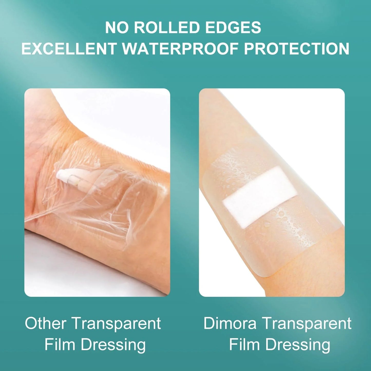 (2 Pack)  Transparent Film Dressing with Pad, Waterproof Wound Dressing, Adhesive Clear Bandages, Wound Cover for IV Shield, Tattoo Aftercare Bandage, 50 Pack, 2.3"X2.7"