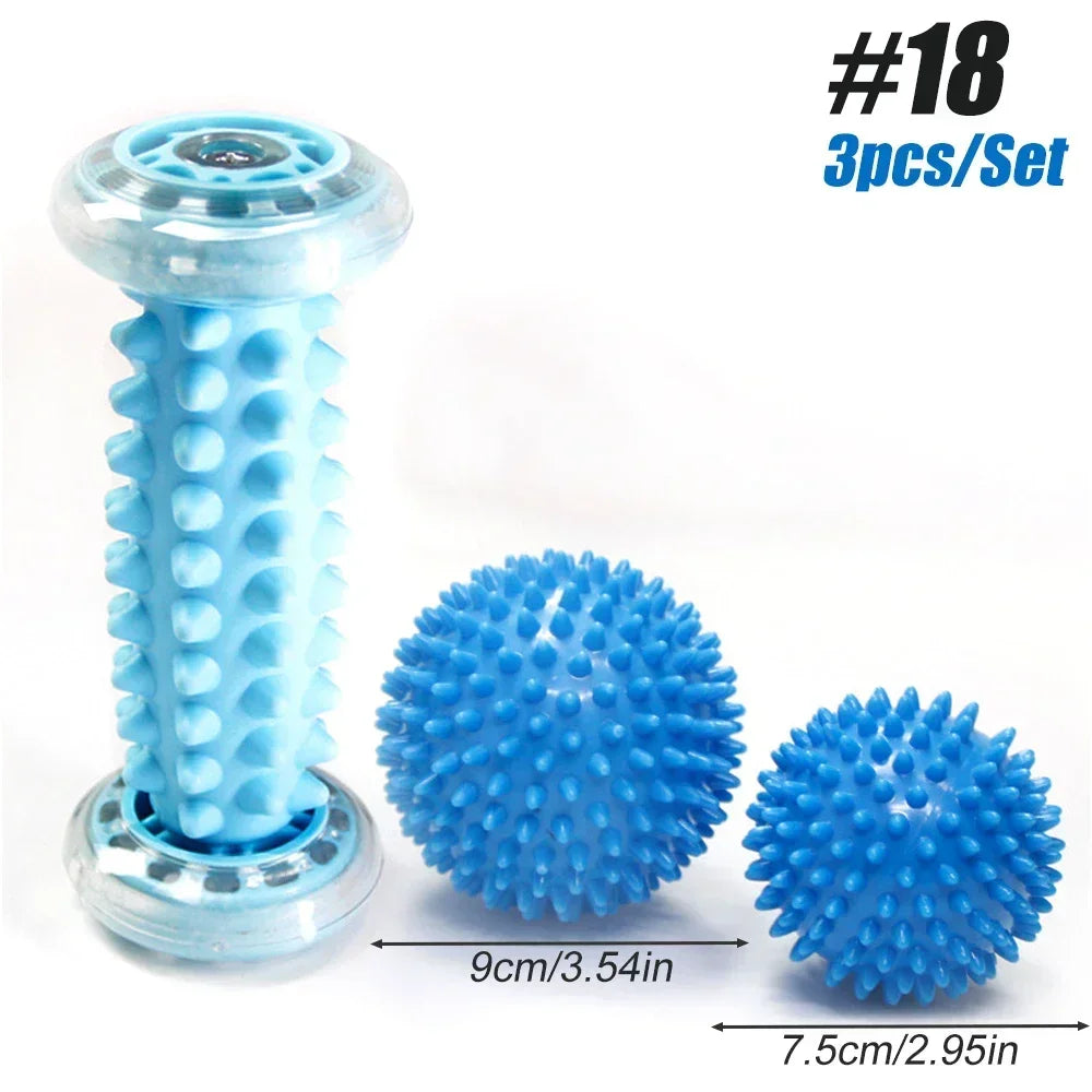 Massage Ball & Foot Roller, Spiky Ball, Lacrosse Ball Massage Roller, Relieve Plantar Fasciitis, Deep & Superficial Muscle Pain