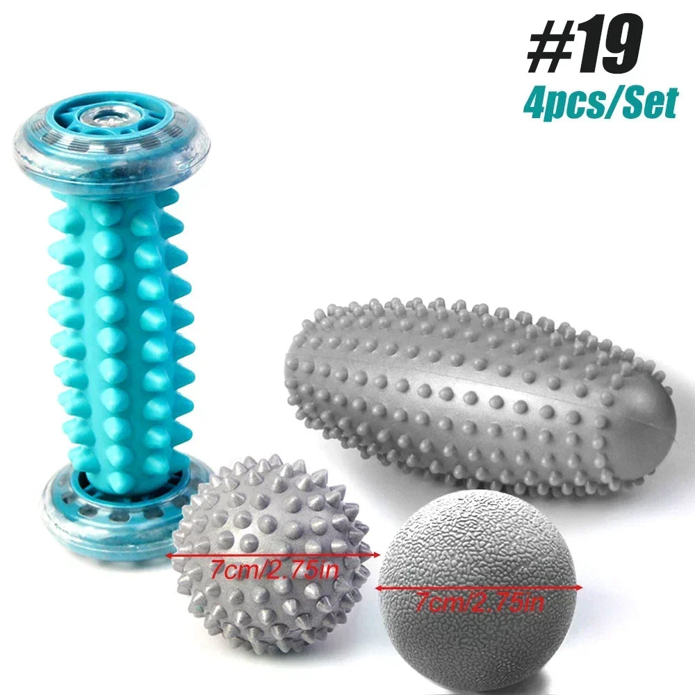 Massage Ball & Foot Roller, Spiky Ball, Lacrosse Ball Massage Roller, Relieve Plantar Fasciitis, Deep & Superficial Muscle Pain