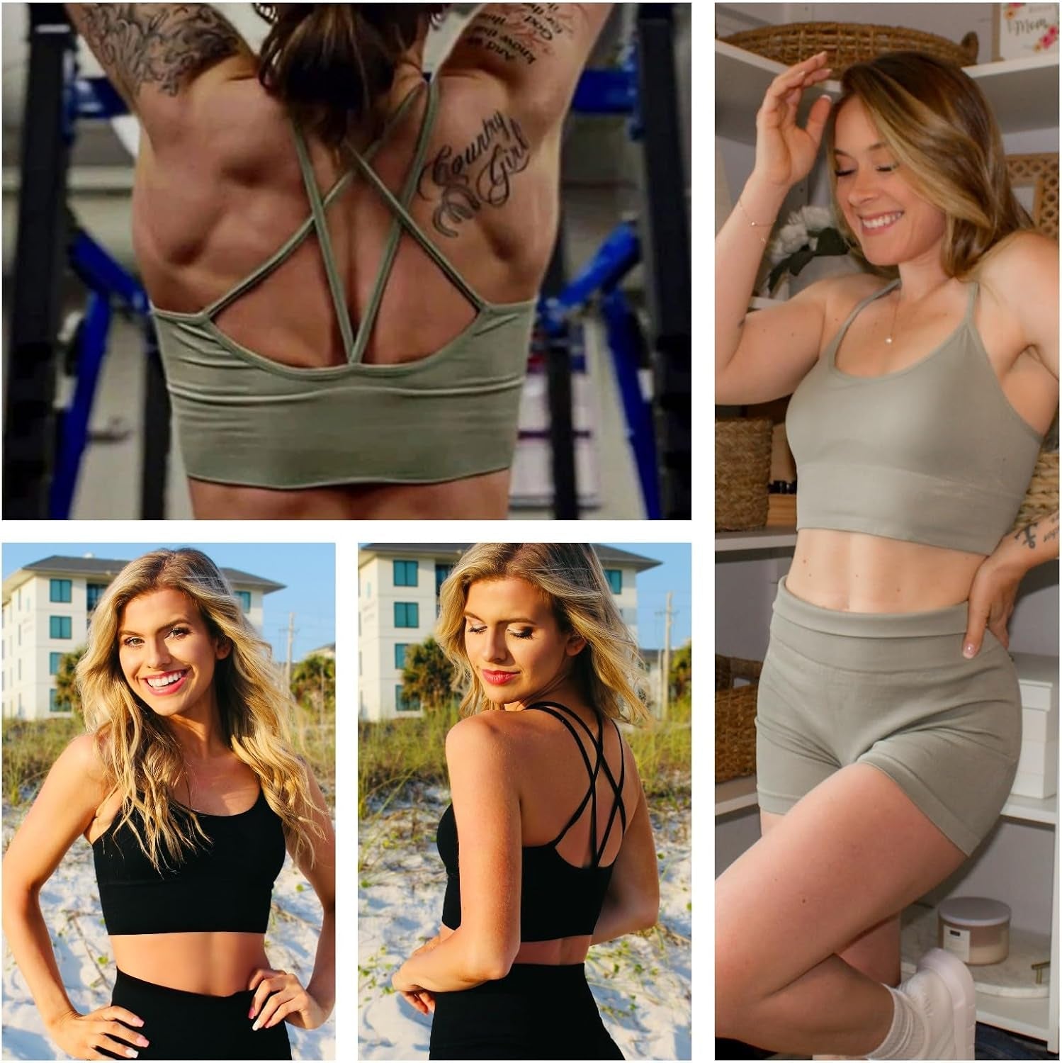 3 Pack Strappy Sports Bra for Women Sexy Crisscross for Yoga Running Athletic Gym Workout Fitness Tank Tops