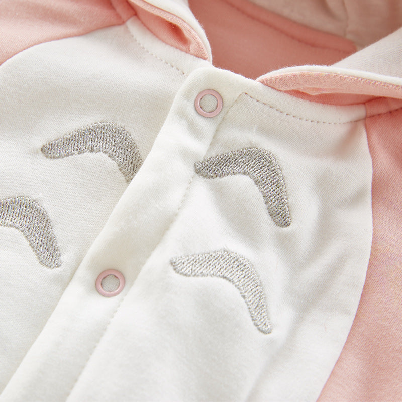 The New Cotton Padded Cotton Baby Romper Thickened Chinchilla Hooded Cotton Baby Onesies Newborn Go Climbing Clothes