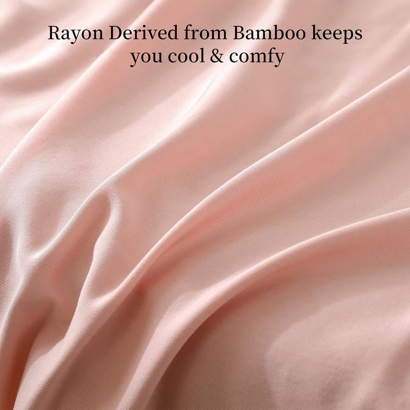 Bed Sheets Set Queen Size (4Pc), Rayon Derived from Bamboo, Cooling Sheets with Fitted Deep Pockets, Hotel Luxury Bedding Sheets & Pillowcases, Christmas, New Year Gift