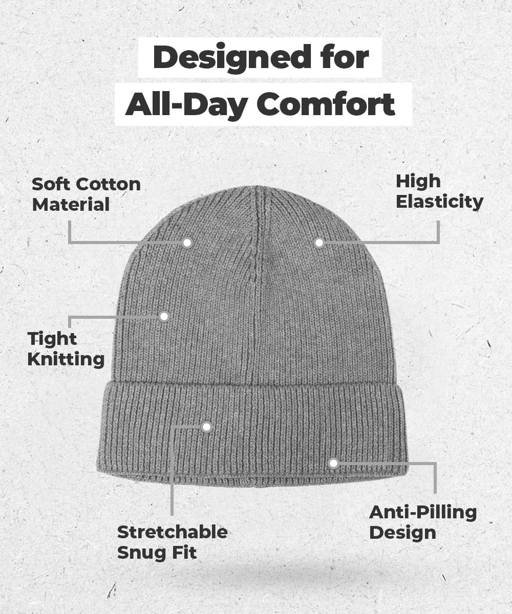 100% Cotton Beanie Hat - Modern & Stylish - Warm & Comfortable for Daily Wear