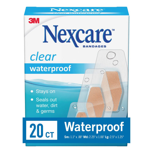 Waterproof Clear Bandages, Assorted Sizes, 20 Count