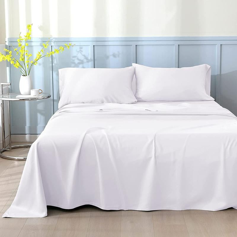 Bed Sheets Set Queen Size (4Pc), Rayon Derived from Bamboo, Cooling Sheets with Fitted Deep Pockets, Hotel Luxury Bedding Sheets & Pillowcases, Christmas, New Year Gift