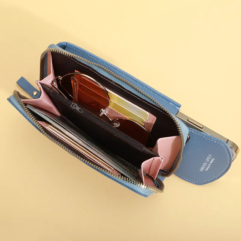 Women'S Wallet Shoulder Mini Leather Bags Straps Mobile Phone Big Card Holders Wallet Handbag Money Pockets Girls Small Bags Sac