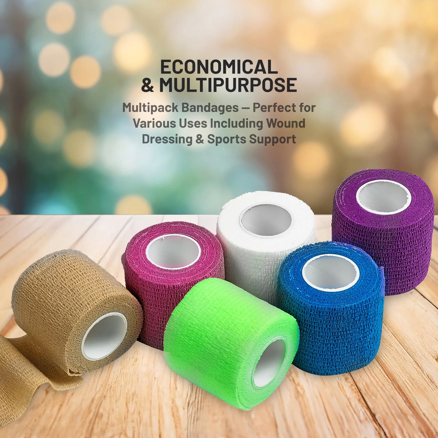 Self Adherent Cohesive Wrap Bandages 2 Inches X 5 Yards 12 Count
