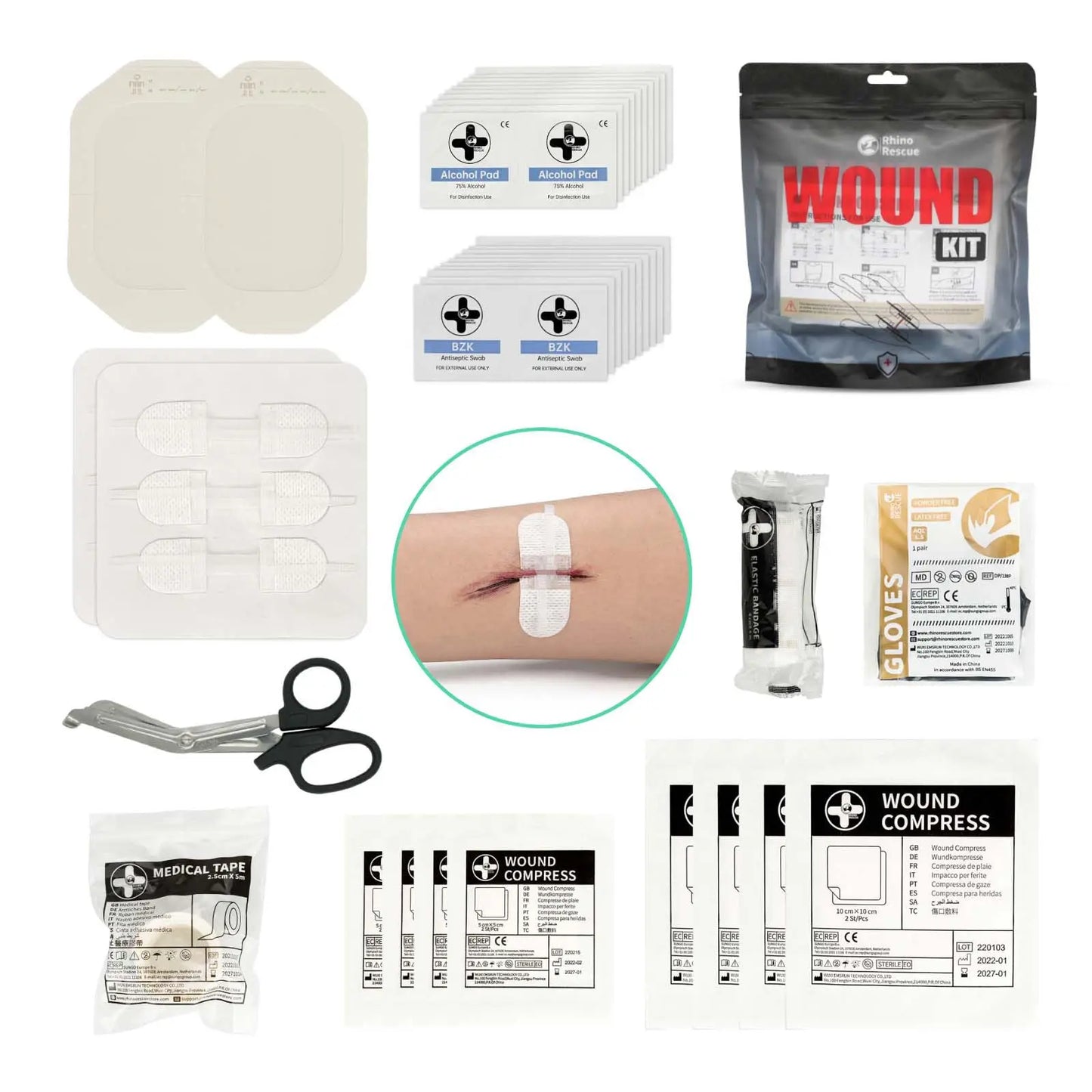 Zip Stitch 6Pcs with Wound Dresssings, Wound Closure Strips without Suture, Zipstitch Laceration Closure Kit