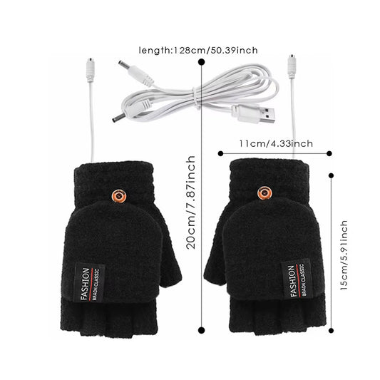 Touchscreen Heating Gloves Rechargeable Winter Warm USB Electric Heated Gloves Fingerless Hand Warmer Thermal for Skiing Gloves