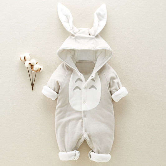 The New Cotton Padded Cotton Baby Romper Thickened Chinchilla Hooded Cotton Baby Onesies Newborn Go Climbing Clothes