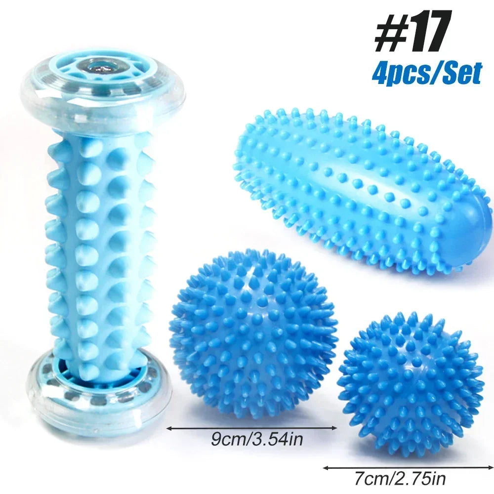Massage Ball & Foot Roller, Spiky Ball, Lacrosse Ball Massage Roller, Relieve Plantar Fasciitis, Deep & Superficial Muscle Pain