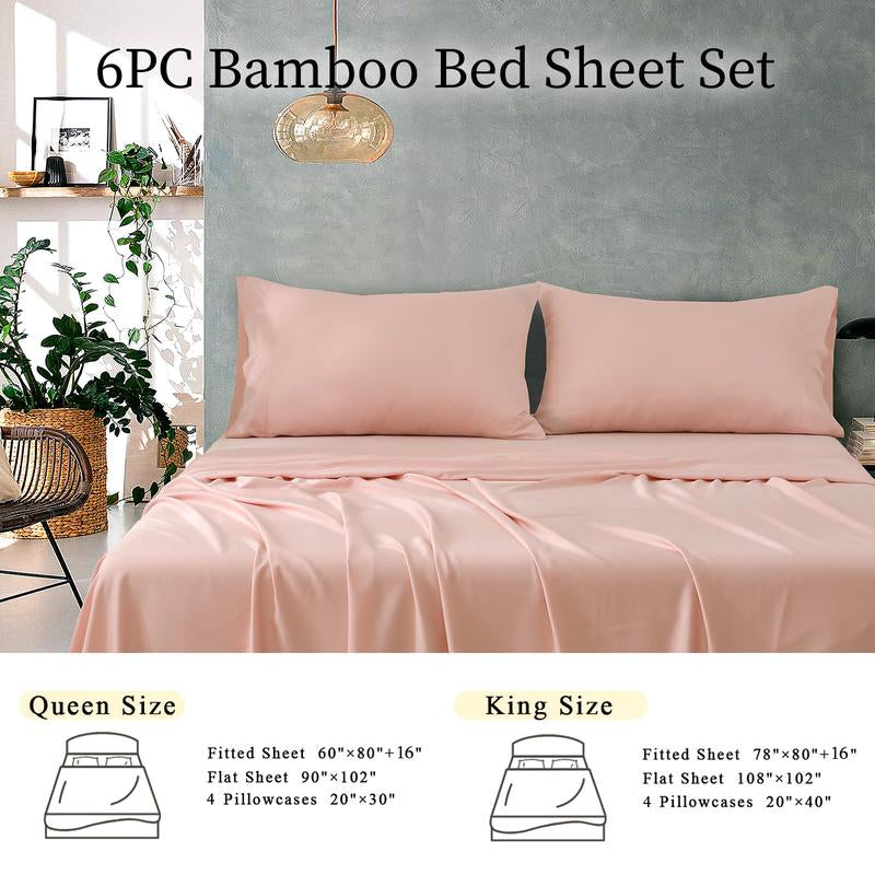 Bed Sheets Set Queen Size (4Pc), Rayon Derived from Bamboo, Cooling Sheets with Fitted Deep Pockets, Hotel Luxury Bedding Sheets & Pillowcases, Christmas, New Year Gift