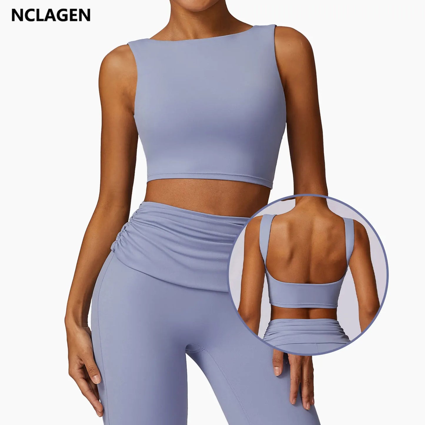 Running Sports Bra Women High Support Open Back Yoga Breathable Slim Fit Fitness Pilates Tank Top with Removable Pads