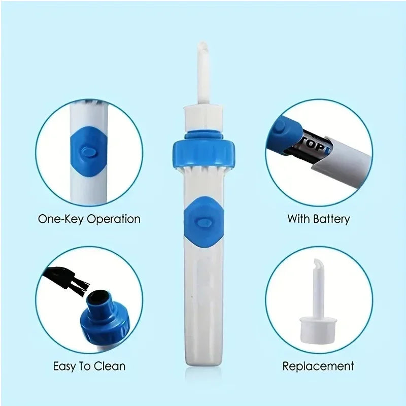 JUSTLANG Electric Ear Pick Cleaning Painless Ear Extraction-Ear Wax Remover Cordless Safe Vibration Suction Spoon Adults Child