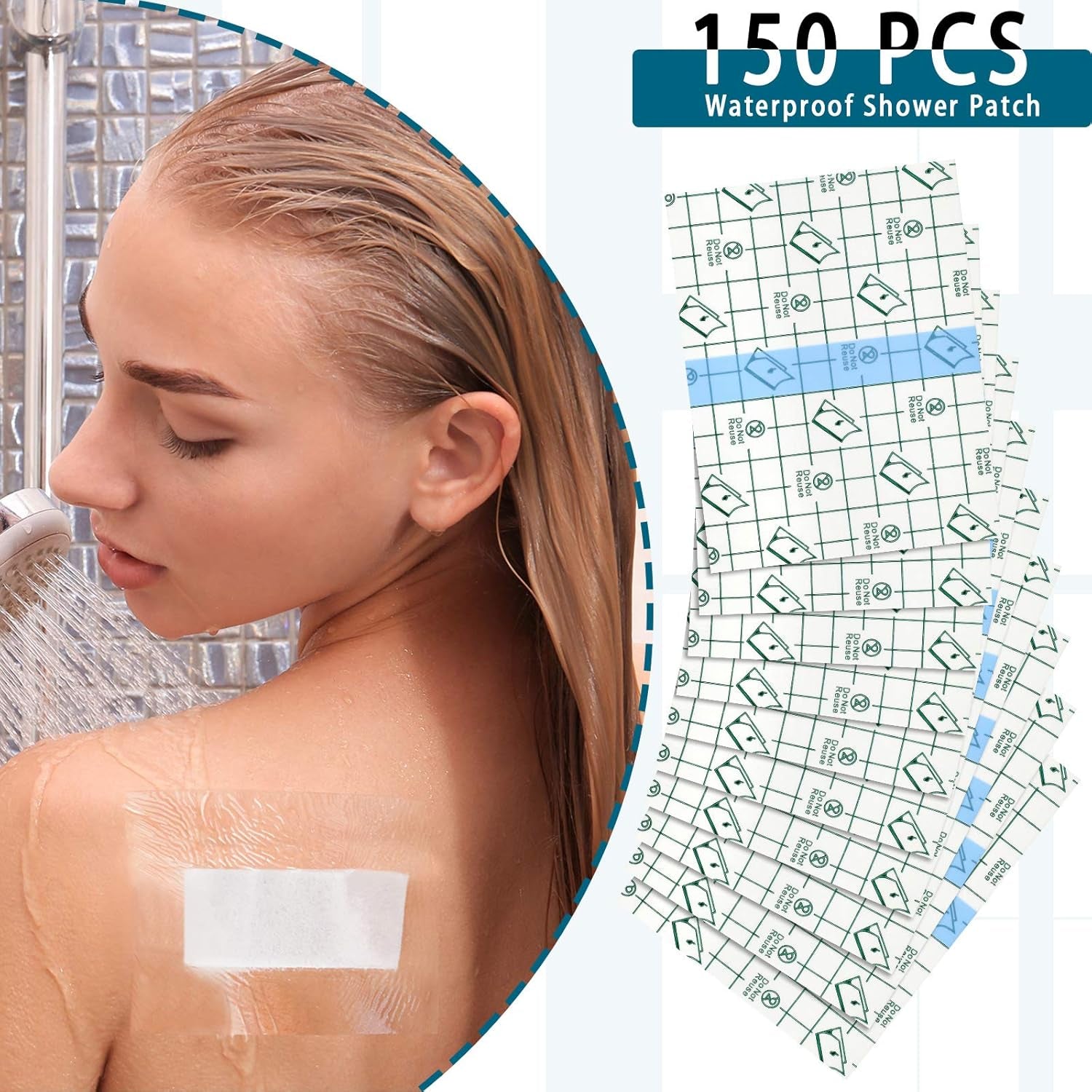 150 Pieces Stretch Adhesive Bandages Transparent Film Dressing Bandages Waterproof Adhesive (3. 9 X 5. 1 Inch)
