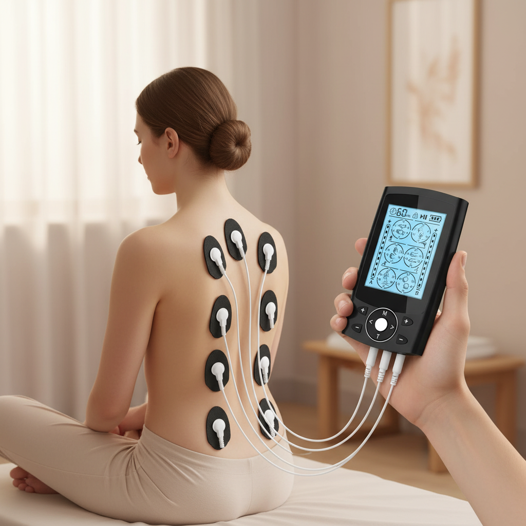 Rechargeable Dual Channel EMS Back Massager - 36 Modes Portable TENS Unit with 10 Replacement Pads for Ultimate Muscle Relief