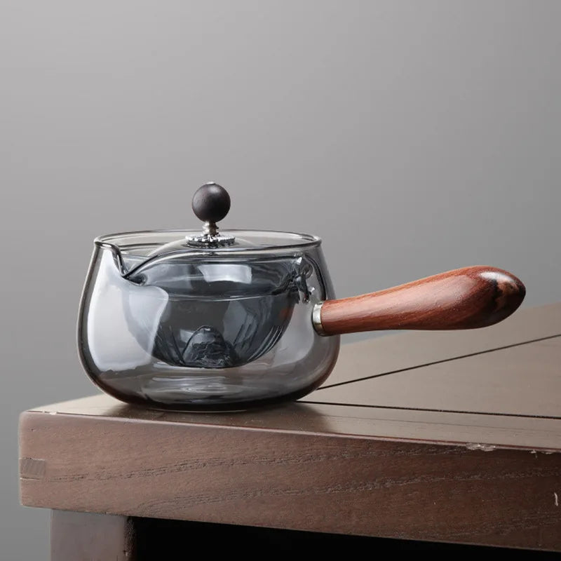 Side Handle Glass Teapots High Temperature Resistant Kung Fu Teaware Accessories Rotating Tea Water Separation Filter Tea Tools