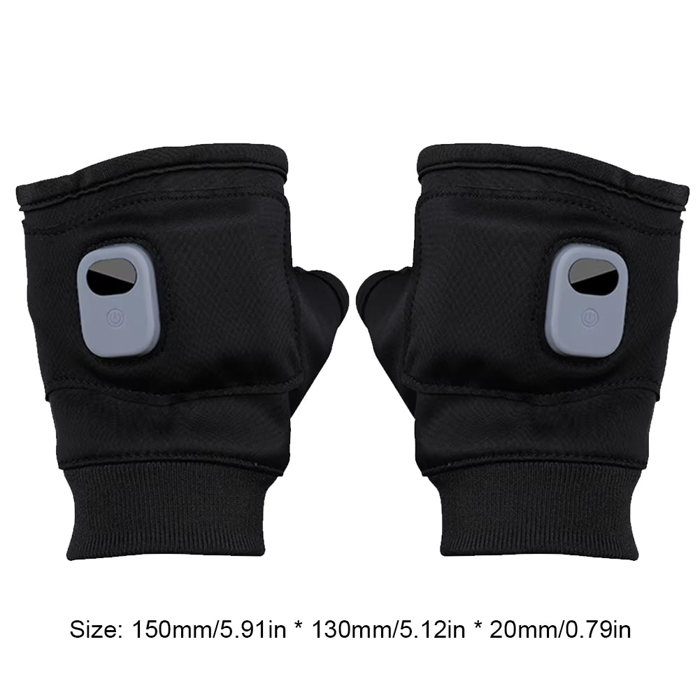 Touchscreen Heating Gloves Rechargeable Winter Warm USB Electric Heated Gloves Fingerless Hand Warmer Thermal for Skiing Gloves