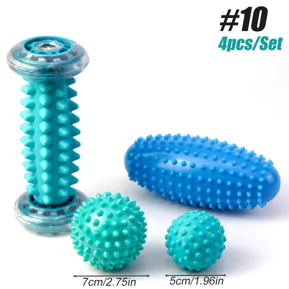 Massage Ball & Foot Roller, Spiky Ball, Lacrosse Ball Massage Roller, Relieve Plantar Fasciitis, Deep & Superficial Muscle Pain