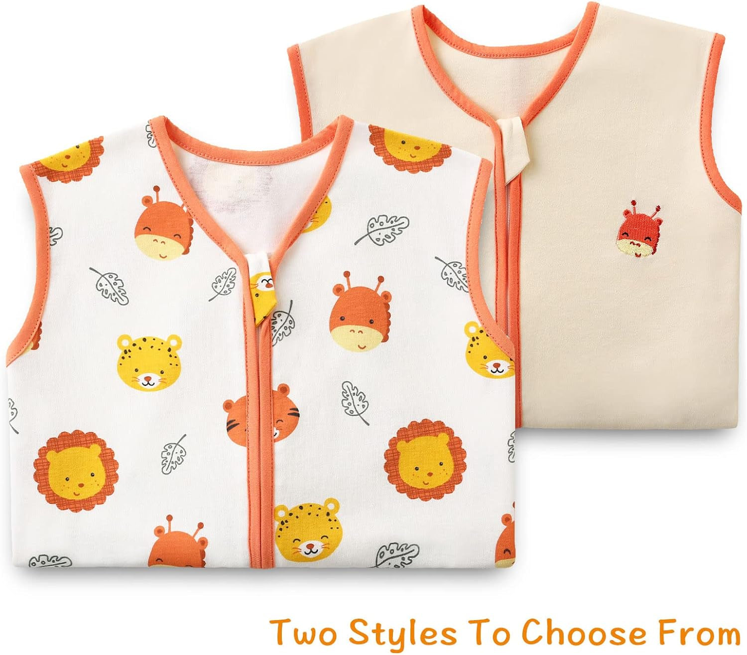 2 Pack Baby Sleep Sack, Unisex Sleeveless Cotton Baby Wearable Blanket with 2 Way Zipper, All Season Soft Baby Sleep Bag Suit for Baby Toddler