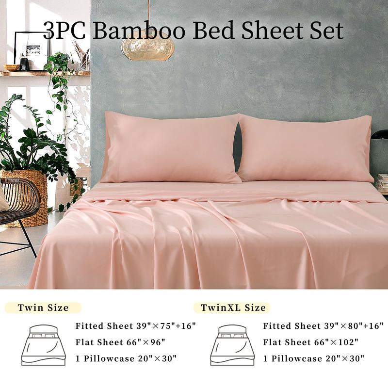 Bed Sheets Set Queen Size (4Pc), Rayon Derived from Bamboo, Cooling Sheets with Fitted Deep Pockets, Hotel Luxury Bedding Sheets & Pillowcases, Christmas, New Year Gift