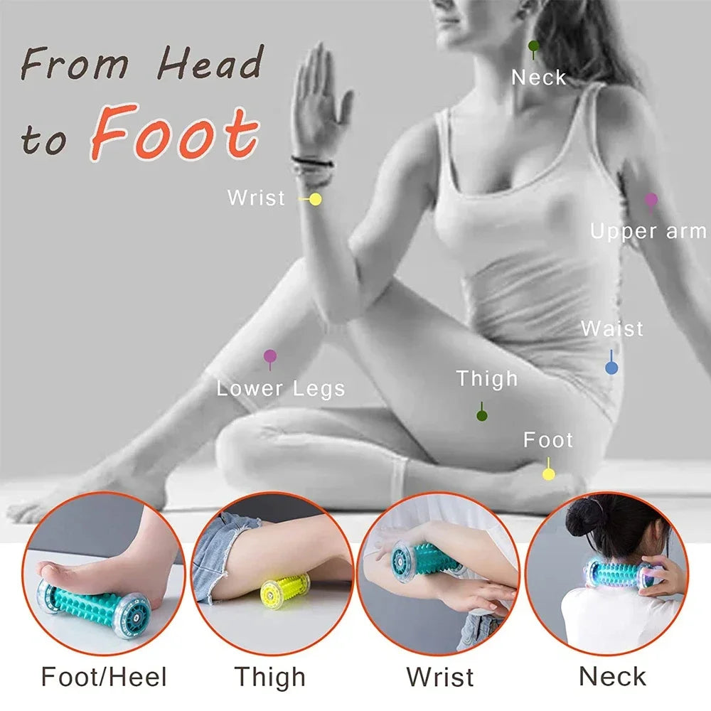 Massage Ball & Foot Roller, Spiky Ball, Lacrosse Ball Massage Roller, Relieve Plantar Fasciitis, Deep & Superficial Muscle Pain